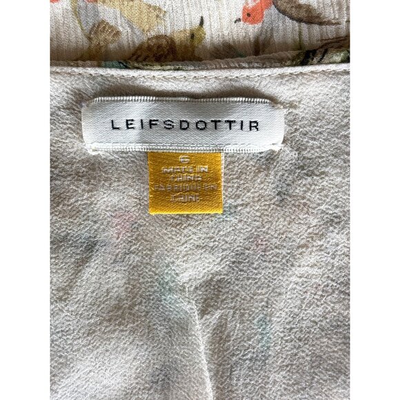 Leifsdottir Anthropologie 100% Silk Lined‎ Blouse Top Shirt Sparrow Size 6 Boho - Picture 9 of 10